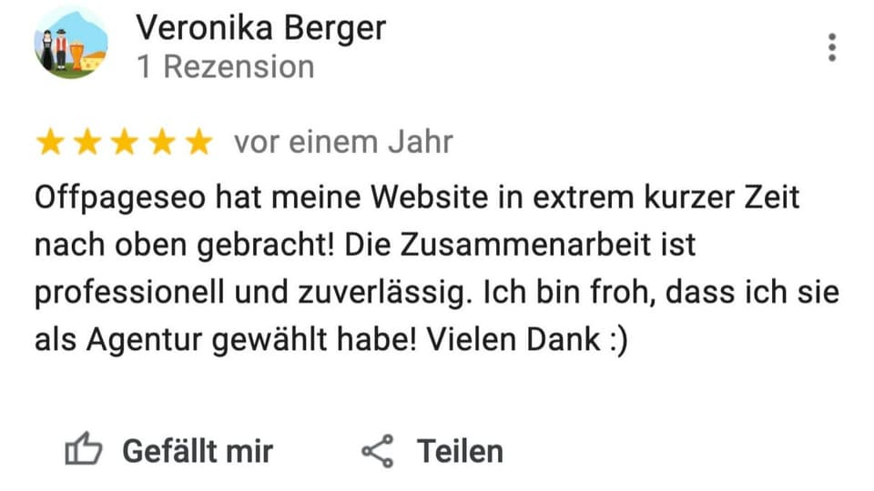 Eine Rezension auf Google Maps