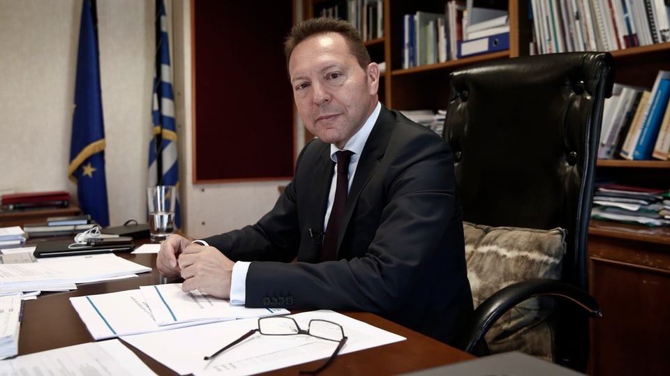 Porträt von Finanzministers Ioannis Stournaras.