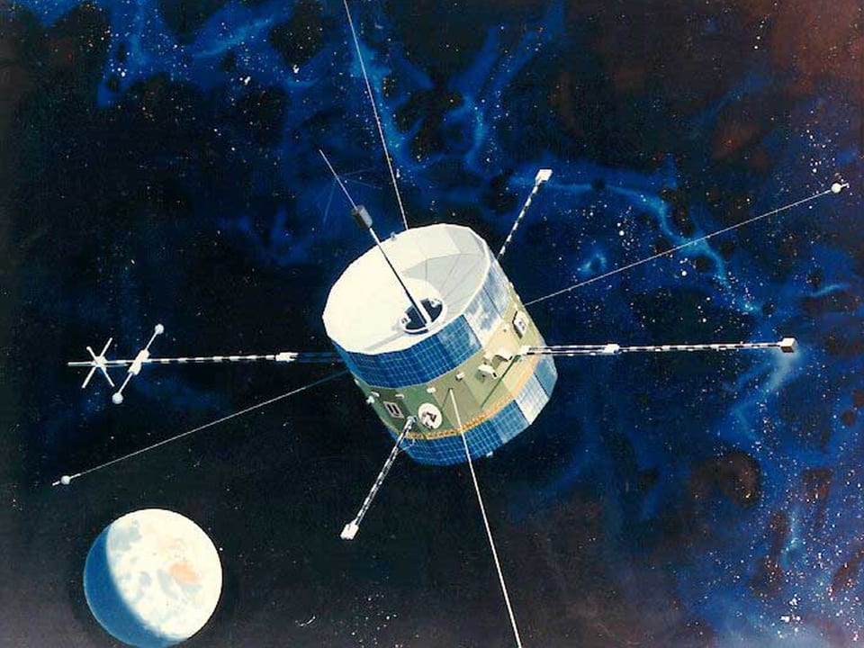 ICE-3: Grafische Darstellung der Raumsonde im All.