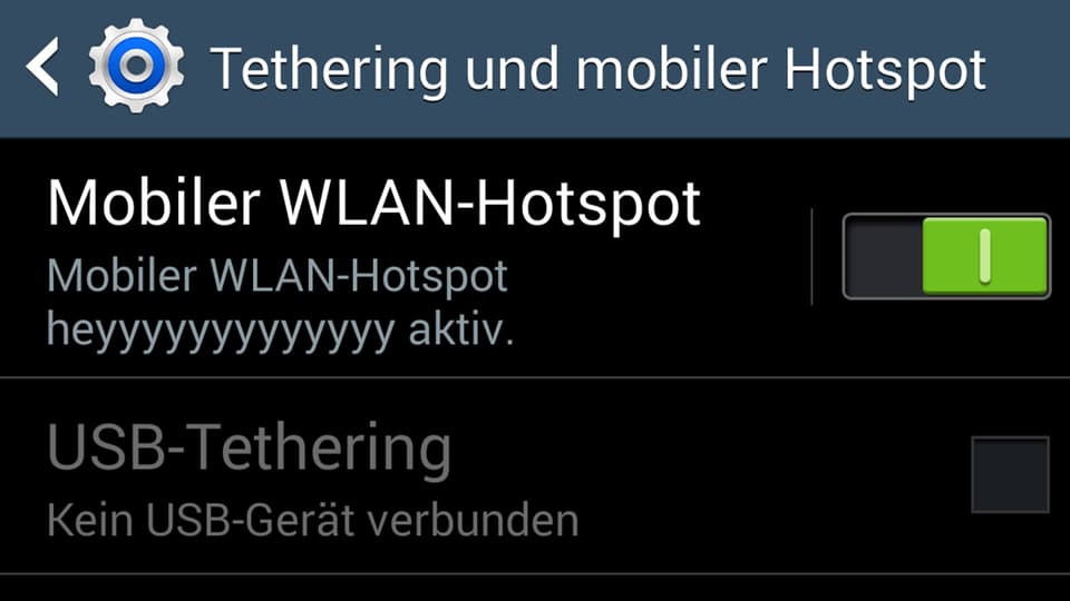 Das Bild zeigt die Funktion Mobiler Wlan-Hotspot auf einem Smartphone.