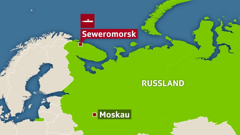 Karte, auf der im Norden Russlands der Hafen von Seweromorsk eingezeichnet ist.
