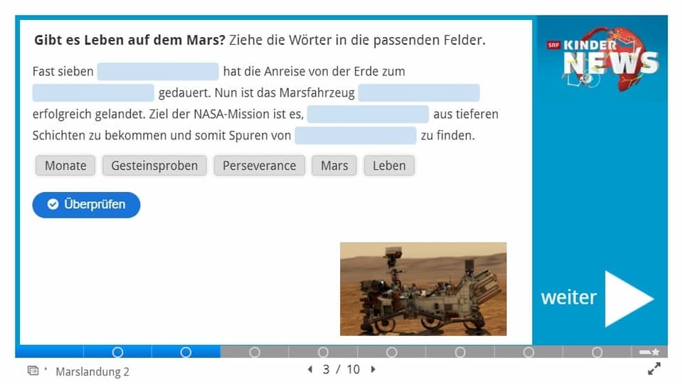 Eine Frage aus dem Quiz mit Multiple-Choice Antwortmöglichkeiten.