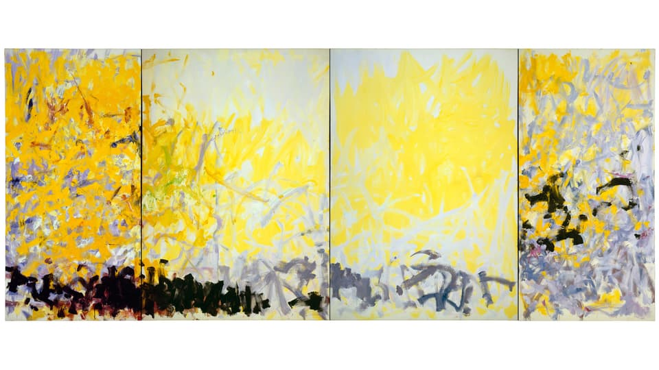 Ein gelbes, vierteiliges Gemälde von Joan Mitchell namens «Minnesota».