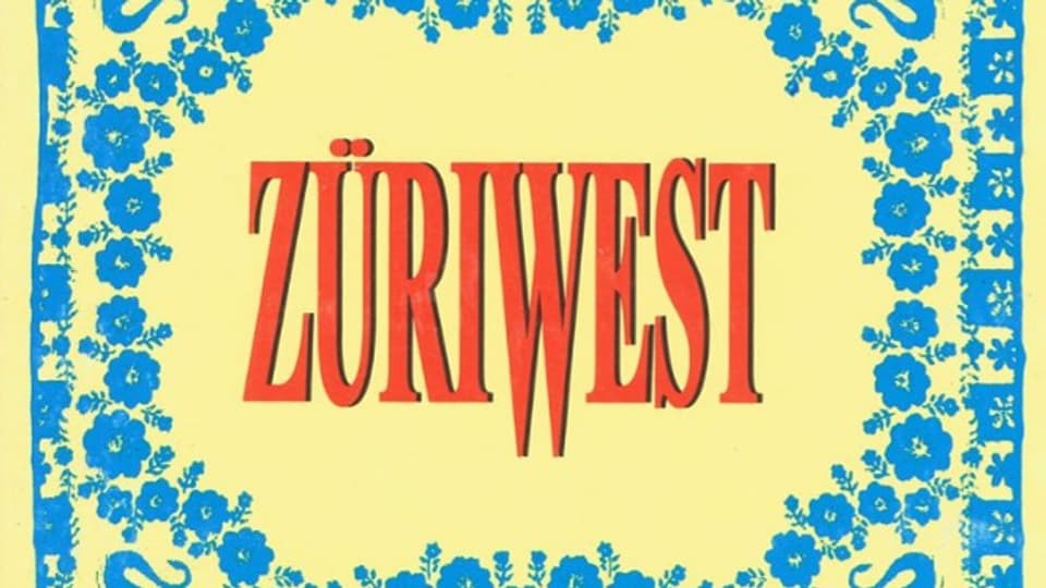 Albumcover von 'Züri West' mit blumigem Muster und rotem Schriftzug.
