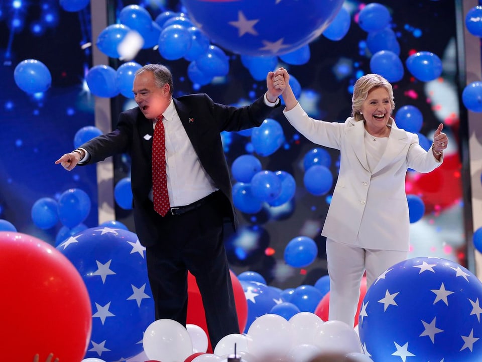 Hillary Clinton mit Tim Kaine, ihrem Kandidaten fürs Amt des Vizepräsidenten.  