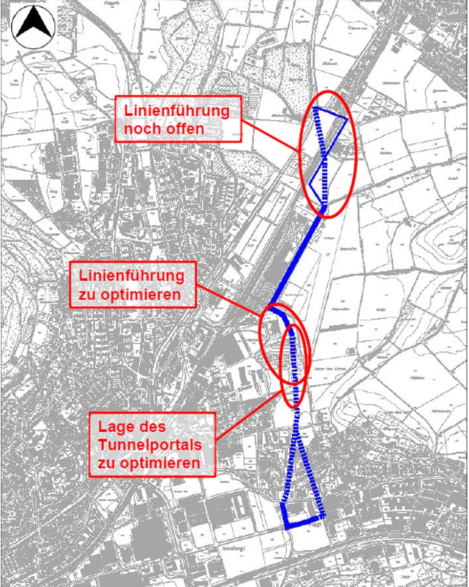 Der Plan zeigt die geplante Strassenführung durch das Quartier Hegi.