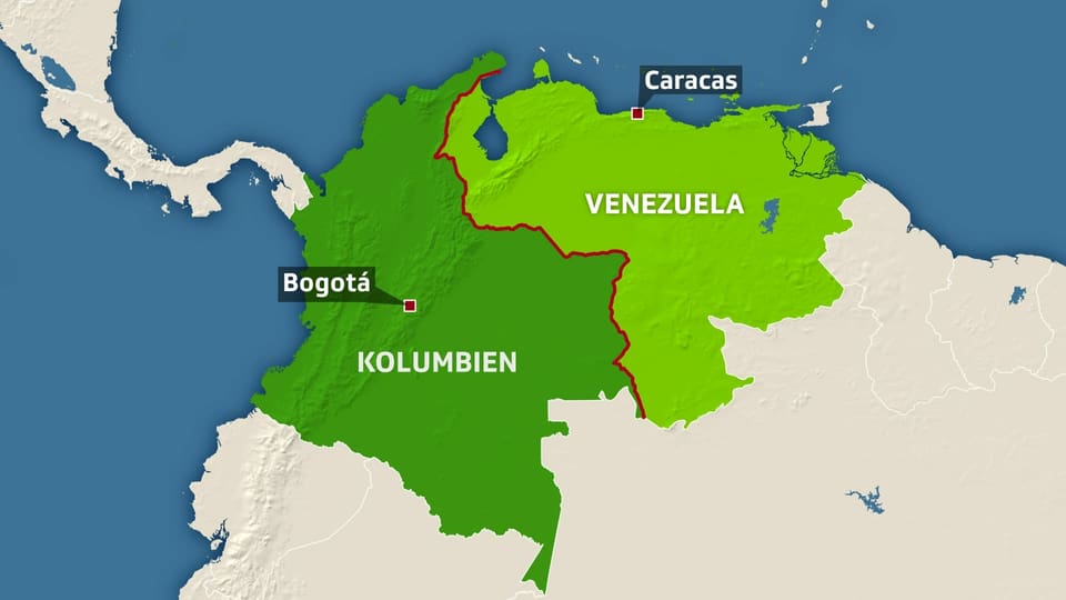Karte von Venezuela und Kolumbien