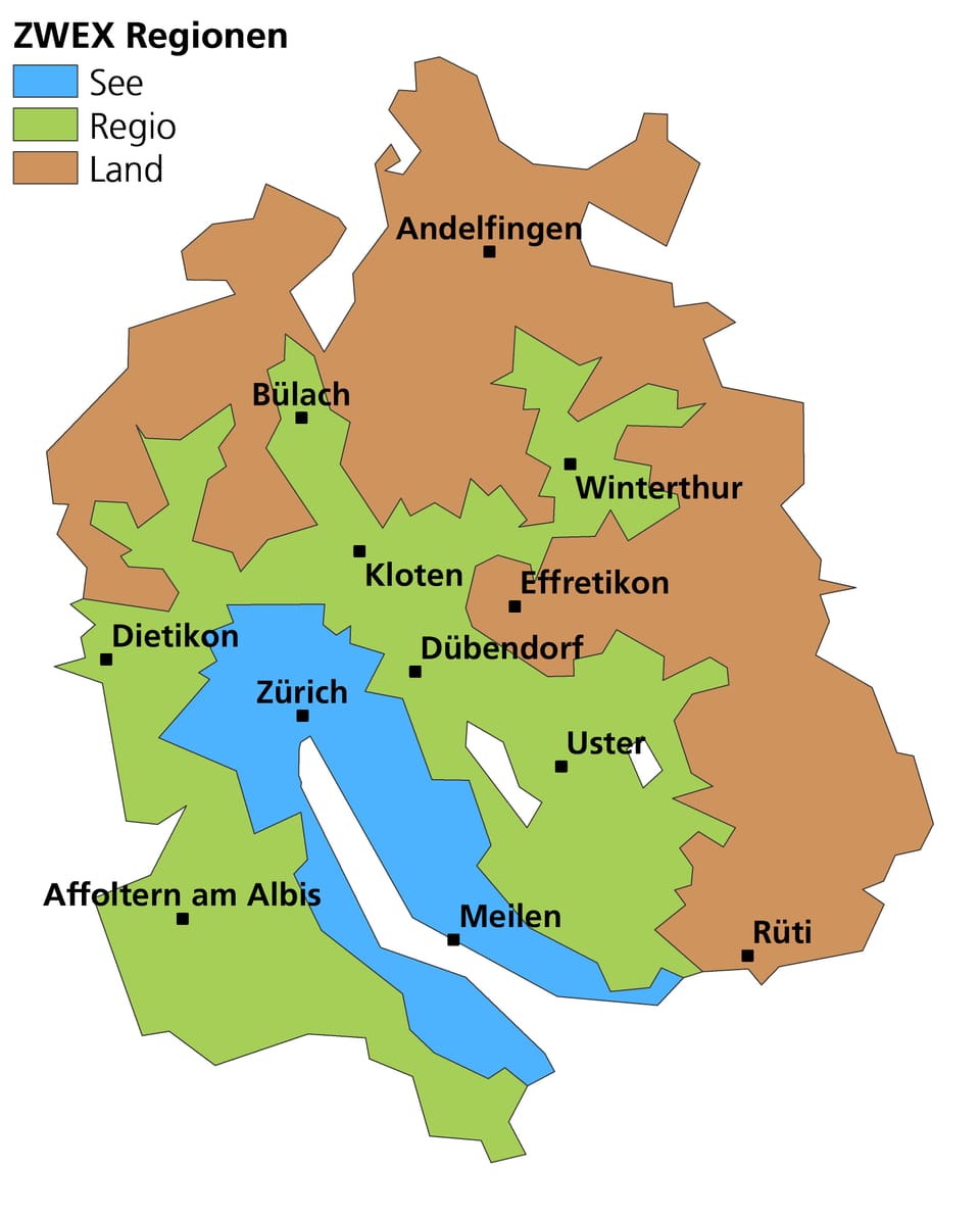 Karte des Kantons Zürich