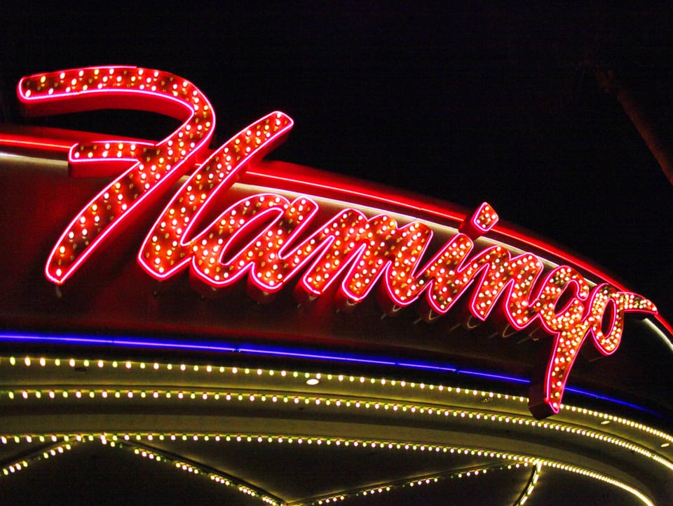Leuchtschild des Hotels und Kasinos «Flamingo» in Las Vegas.