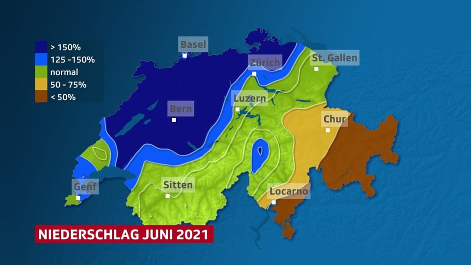 Abweichungen des Juniniederschlags zur Norm