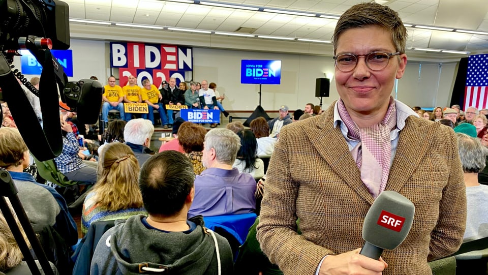 Isabelle Jacobi berichtet von einer Wahlkampfveranstaltung für Joe Biden in Iowa.