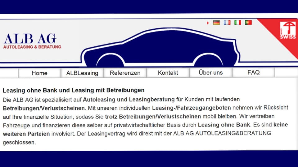 Printscreen der Internetseite ALB AG mit einer Beschreibung der Dienstleistung.