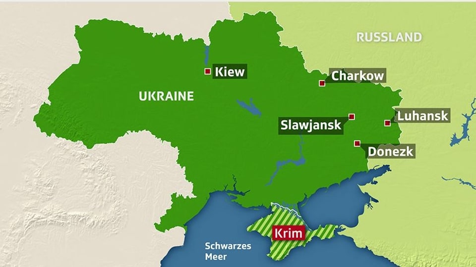 Karte der Ostukraine: In Luhansk und Donezk soll heute abgestimmt werden. 