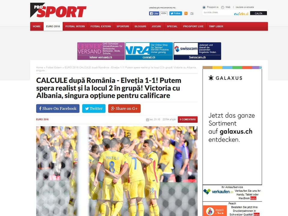 Snap von rumänischer Sportzeitung
