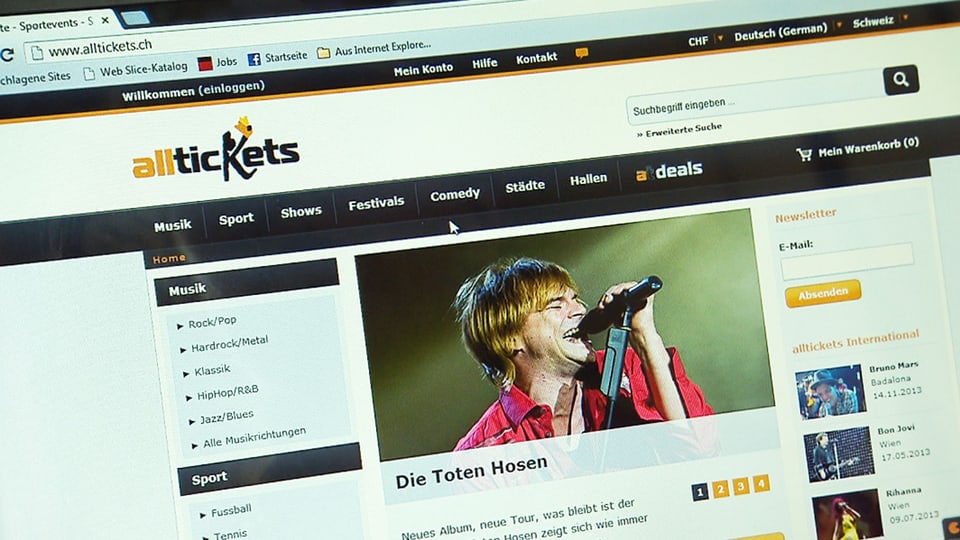 Screenshots Alltickets.ch