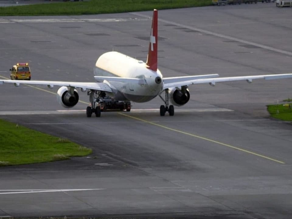 Swissair-Flugzeug bleibt wegen des Groundings am Boden.