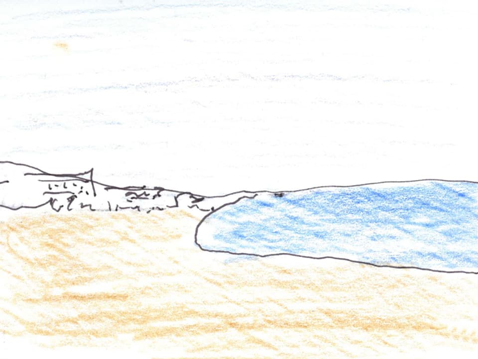 Zeichnung der Weite eines Strandes.
