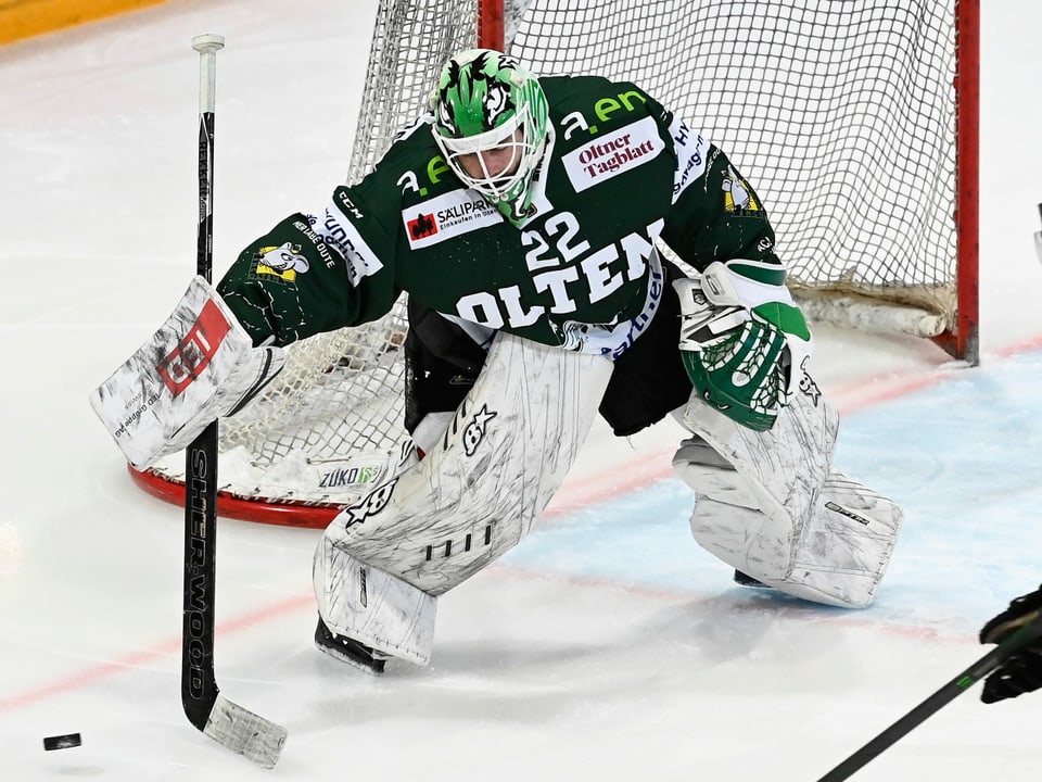 Da gehört Simon Rytz aktuell offiziell hin Simon Rytz im EHC-Olten-Tor.