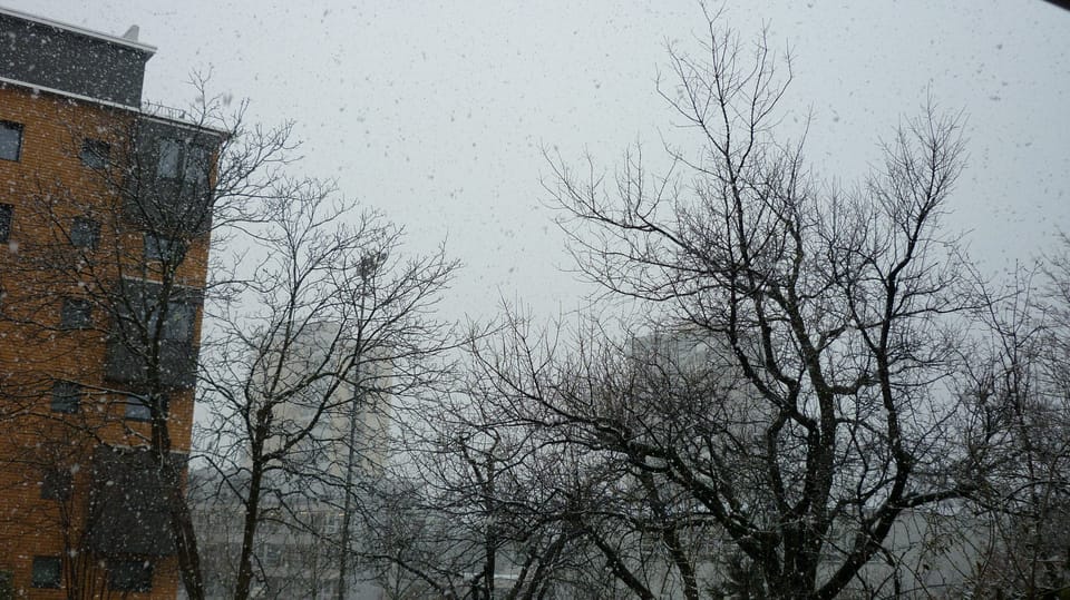 Am Gründonnerstag fiel Schnee in Chur bei Temperaturen knapp über dem Gefrierpunkt.