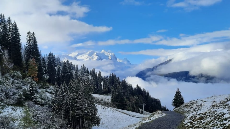 Schnee auf der Mägisalp am 7. Oktober