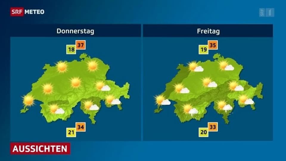 Wetterkarte von SRF Meteo