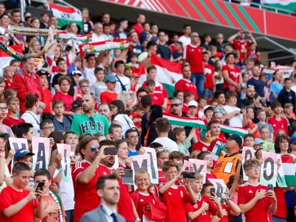 Fans in der Puskas-Arena in Budapest