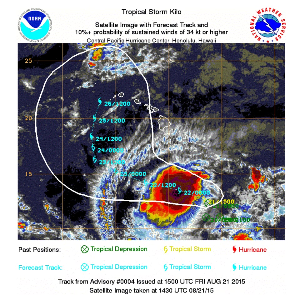 Der Sturm zieht möglicherweise Richtung Hawaii