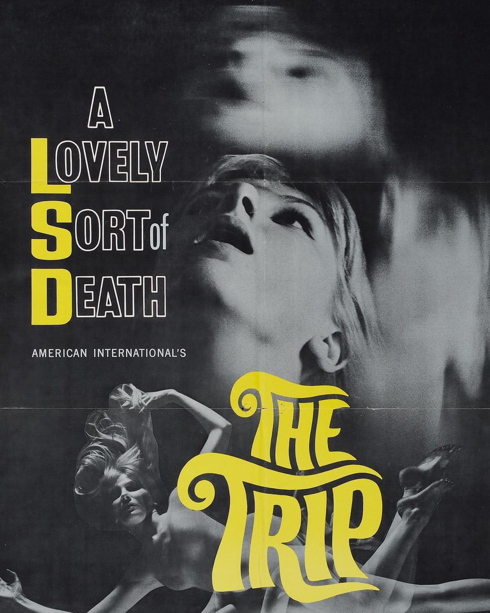 Filmplakat für 'The Trip' mit stilisierten Bildern einer Frau und Textelementen.