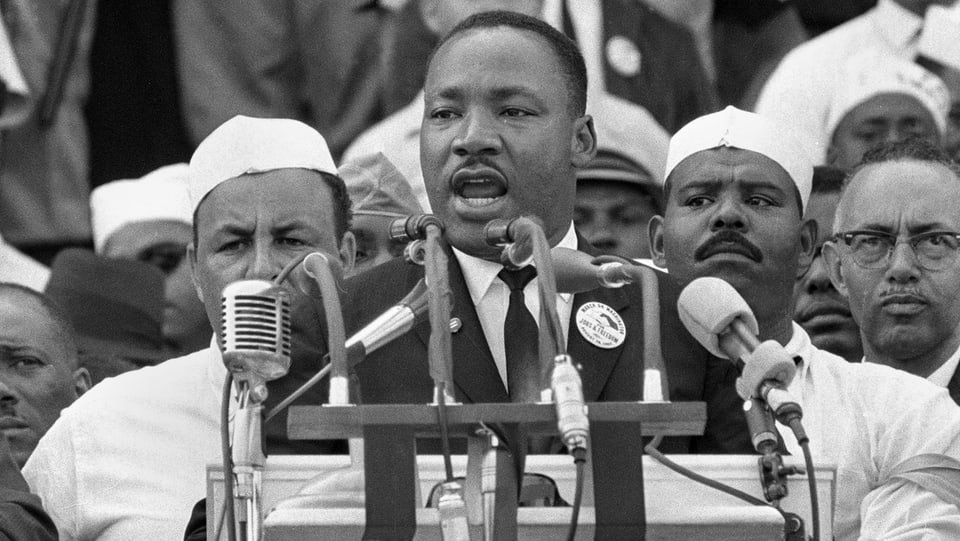 Am 28. August 1963 hält Martin Luther King vor dem Lincoln Memorial in Washington seine berühmte «I Have a Dream»-Rede.