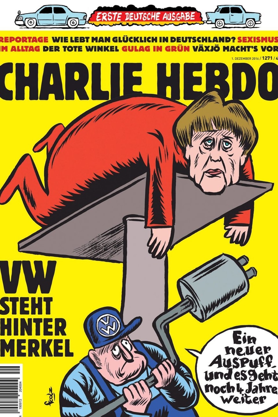 Ein Bild der ersten deutschen Ausgabe von «Charlie Hebdo».