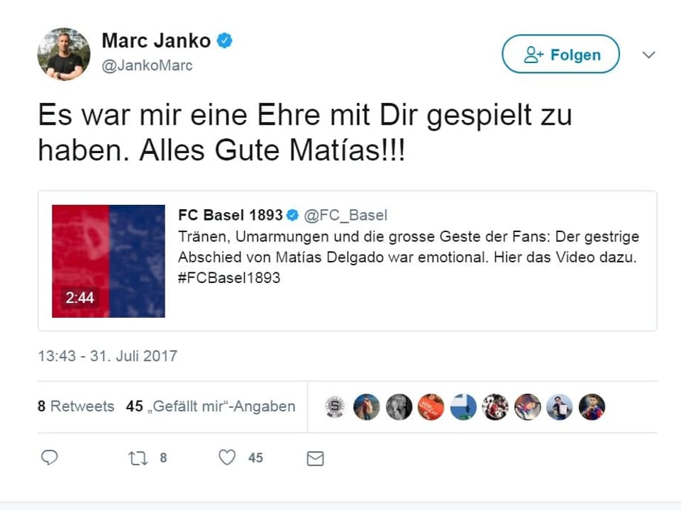 Screenshot – Marc Janko reagiert ebenfalls auf die überraschenden News.