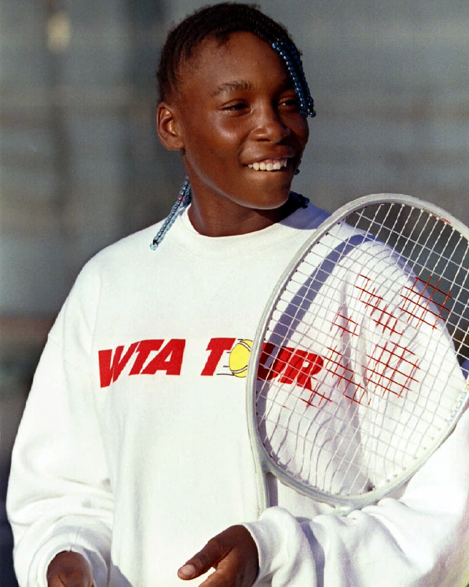 Die 14-jährige Venus Williams vor ihrem Einsatz auf der WTA-Tour. 