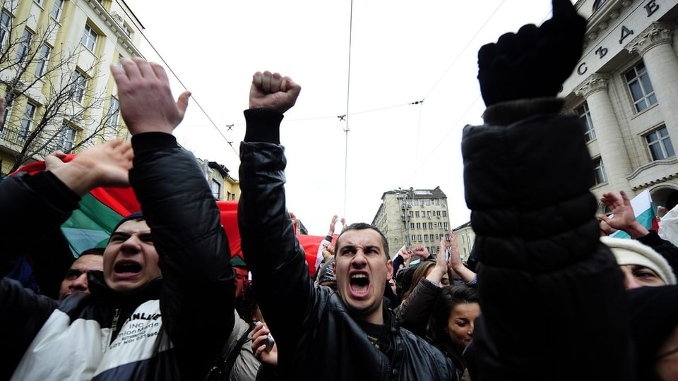 Demonstrierende Bulgaren.