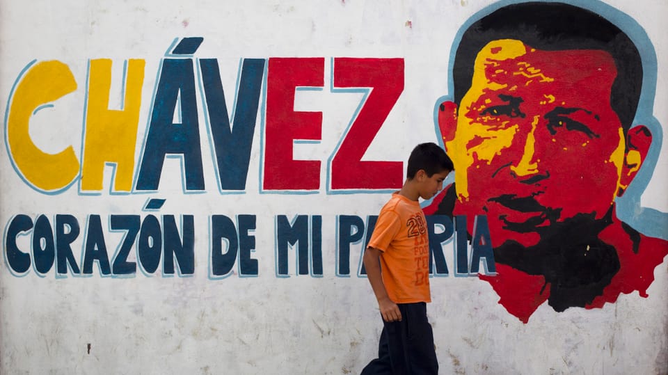 Eine Wandbemalung zur Lobpreisung von Hugo Chávez.