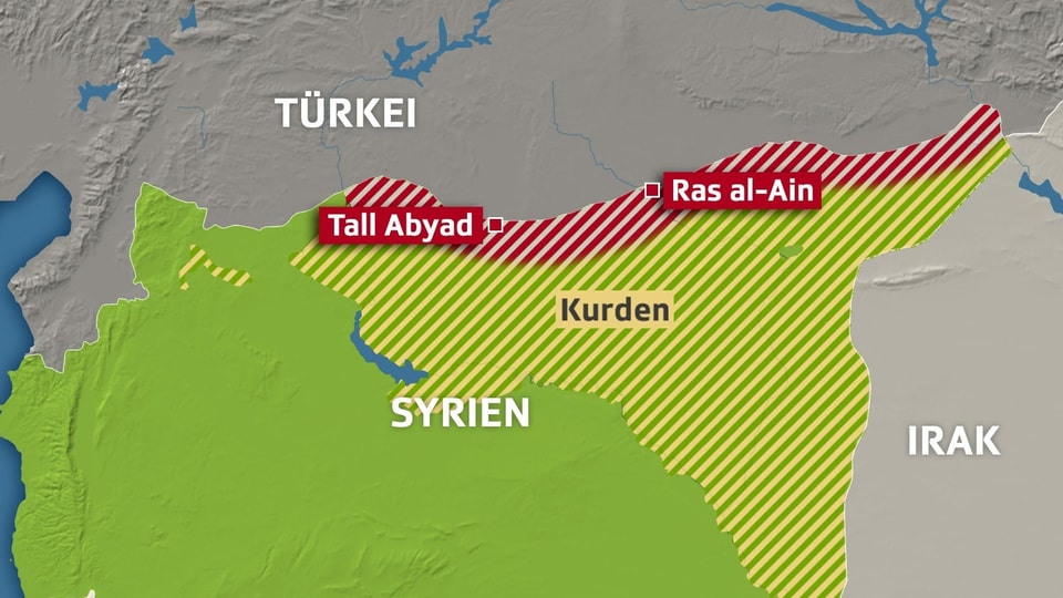 Karte Grenze Syrien zu Türkei.