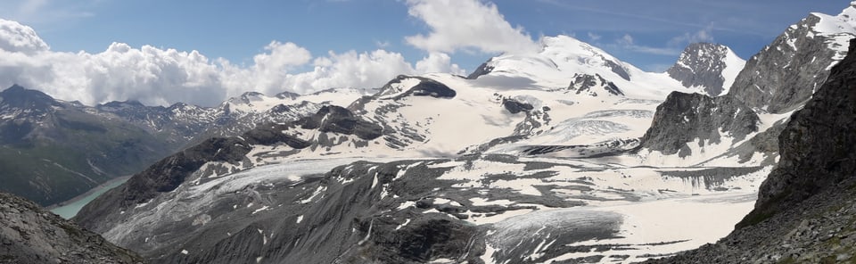 Vista sin il Glatscher Allalin ed il Lai da Mattmark Vista sin il Glatscher Allalin ed il Lai da Mattmark