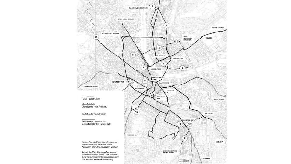 Plan über den Ausbau des Tramnetzes, Stand 2012