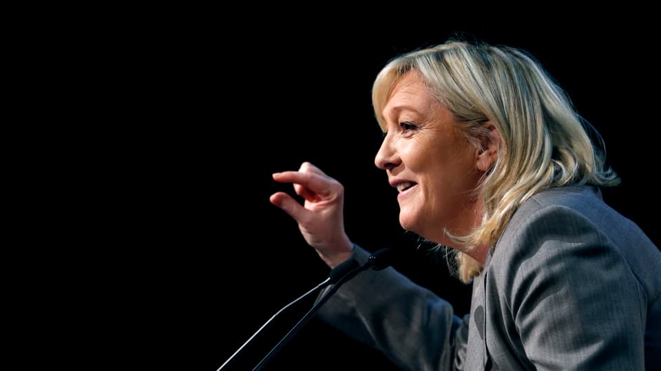 Marine Le Pen bei einer Rede.