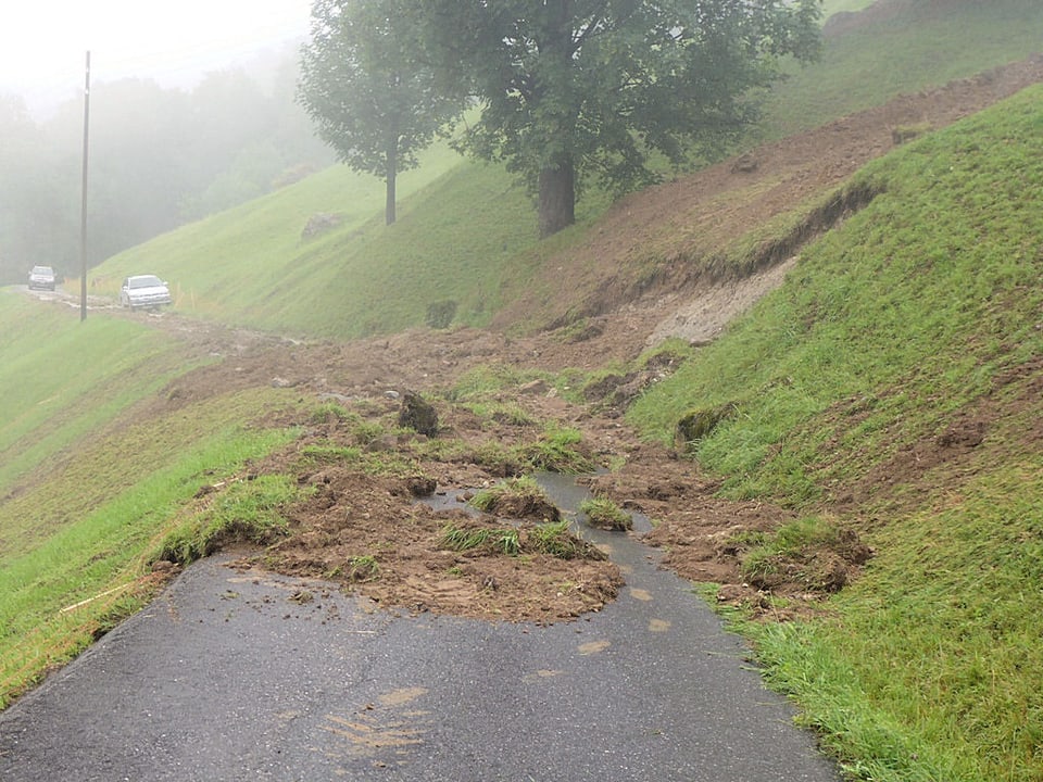 Dreck und Schlamm auf der Strasse.