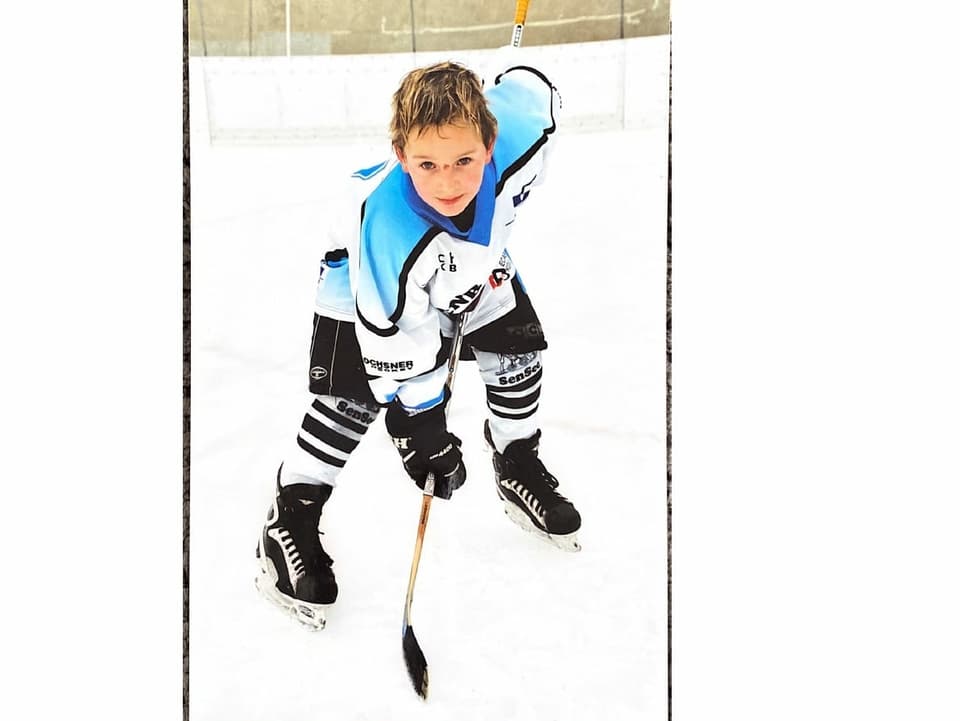 Eishockeyspieler Andrea Glauser als Kind