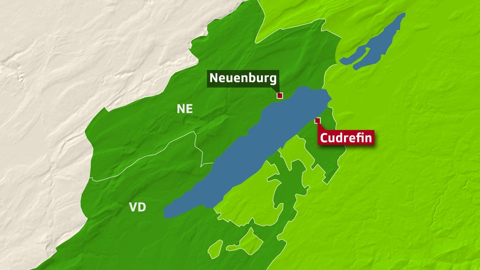 Karte Kanton Waadt mit Cudrefin.