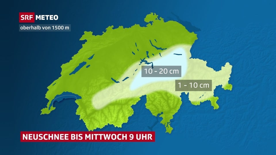 Schneesummen bis Mittwoch 9 Uhr