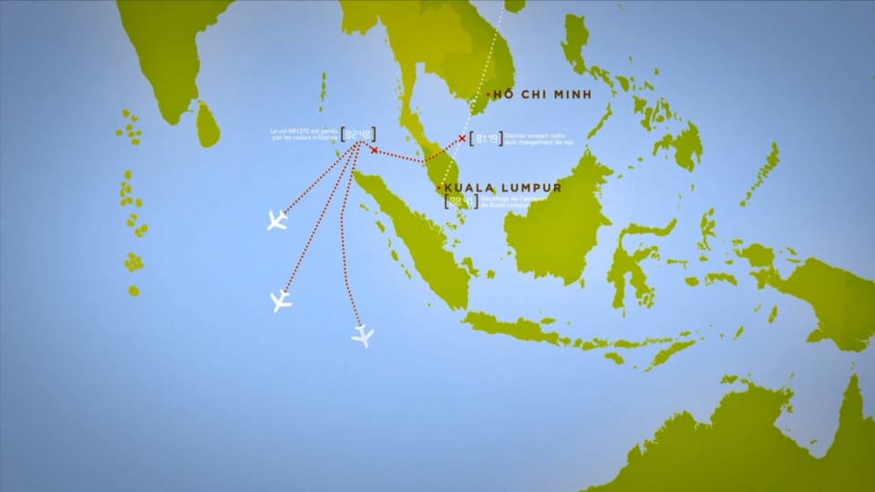 Mögliche Flugrouten der MH 370 der Malaysia Airlines.