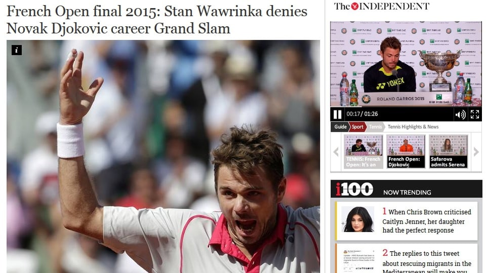 Im «Independent» wird Wawrinka als grosser Spielverderber für Djokovic dargestellt.