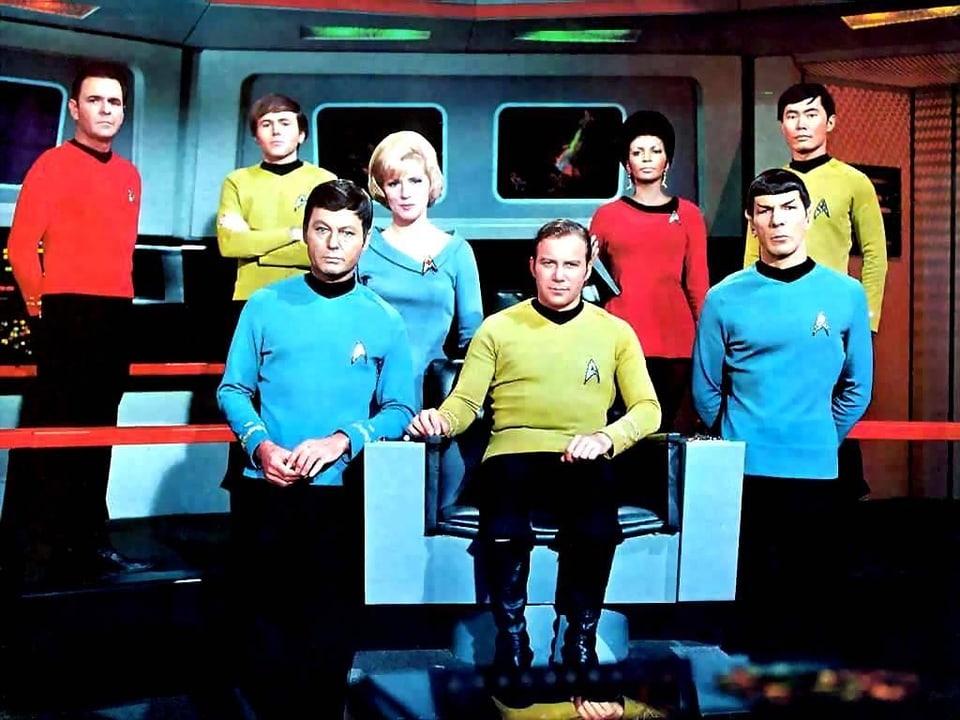Die originale Mannschaft der Enterprise um Captain James T. Kirk.