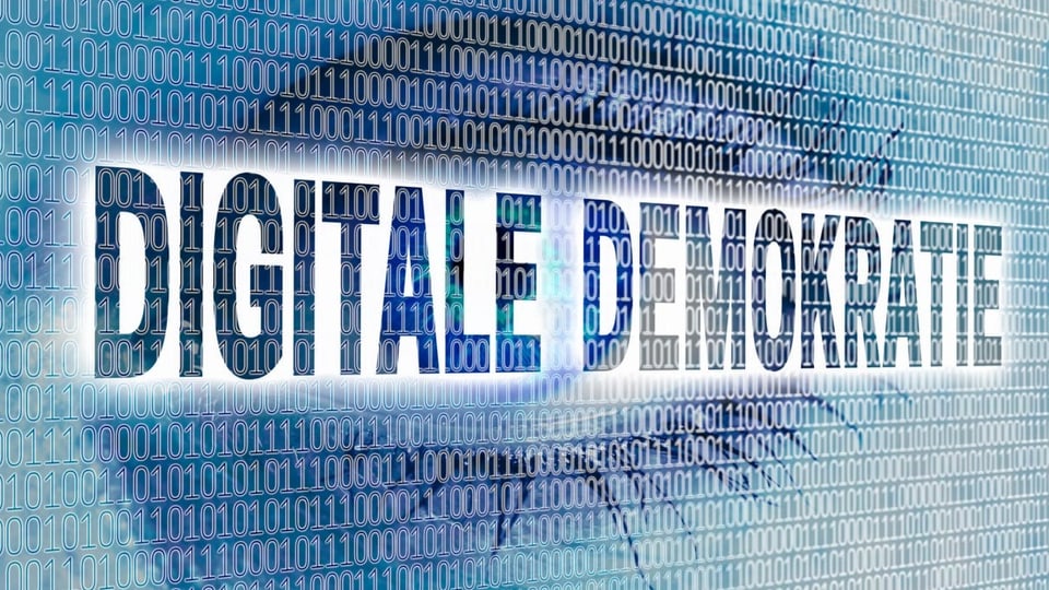 Digitale Plattformen erreichen mehr Leute Ein Auge mit der Aufschrift: Digitale Demokratie