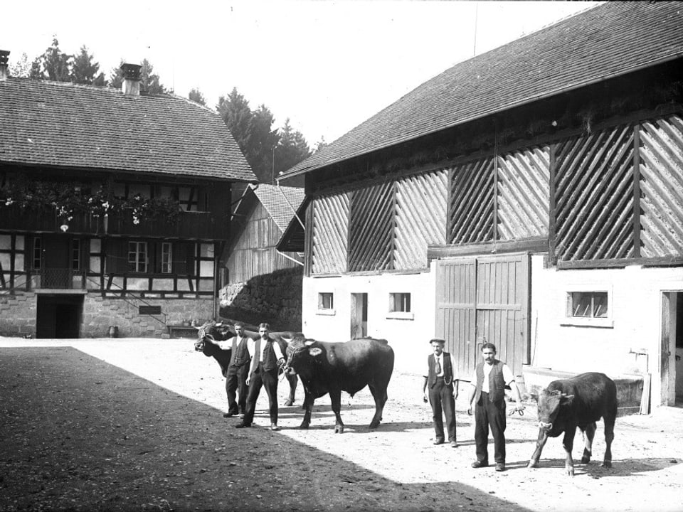 Schwarzweiss-Aufnahme des Innenhofs des Hammerguts in Cham.