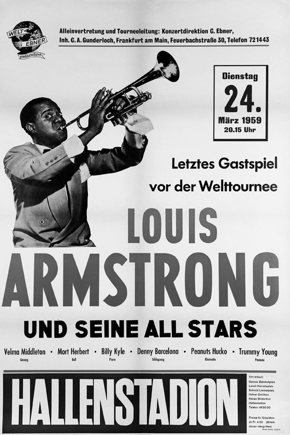 Plakat für das Konzert von Louis Armstrong 1959.