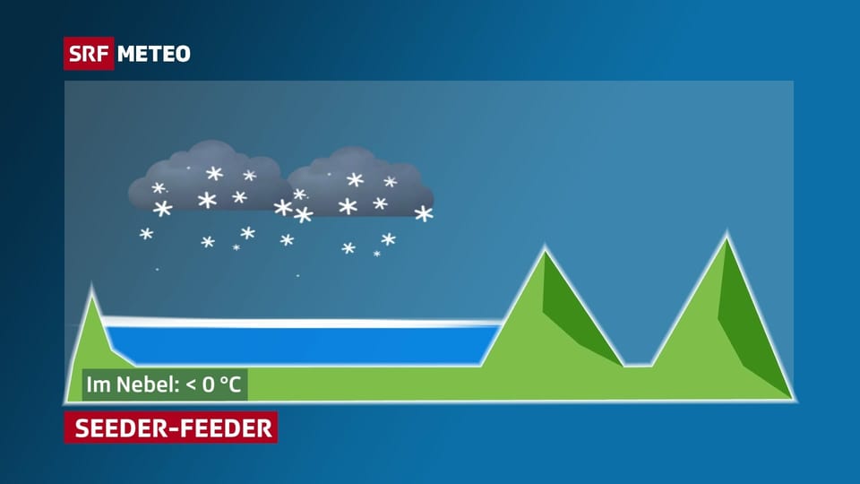 A schematic representation of the Maitland area with fog and clouds above.
