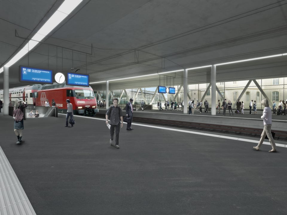 Modellbild neues Perron im Bahnhof Bern.